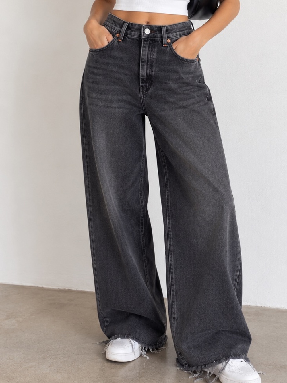 Zara Charcoal Baggy Wide Leg Jean 10